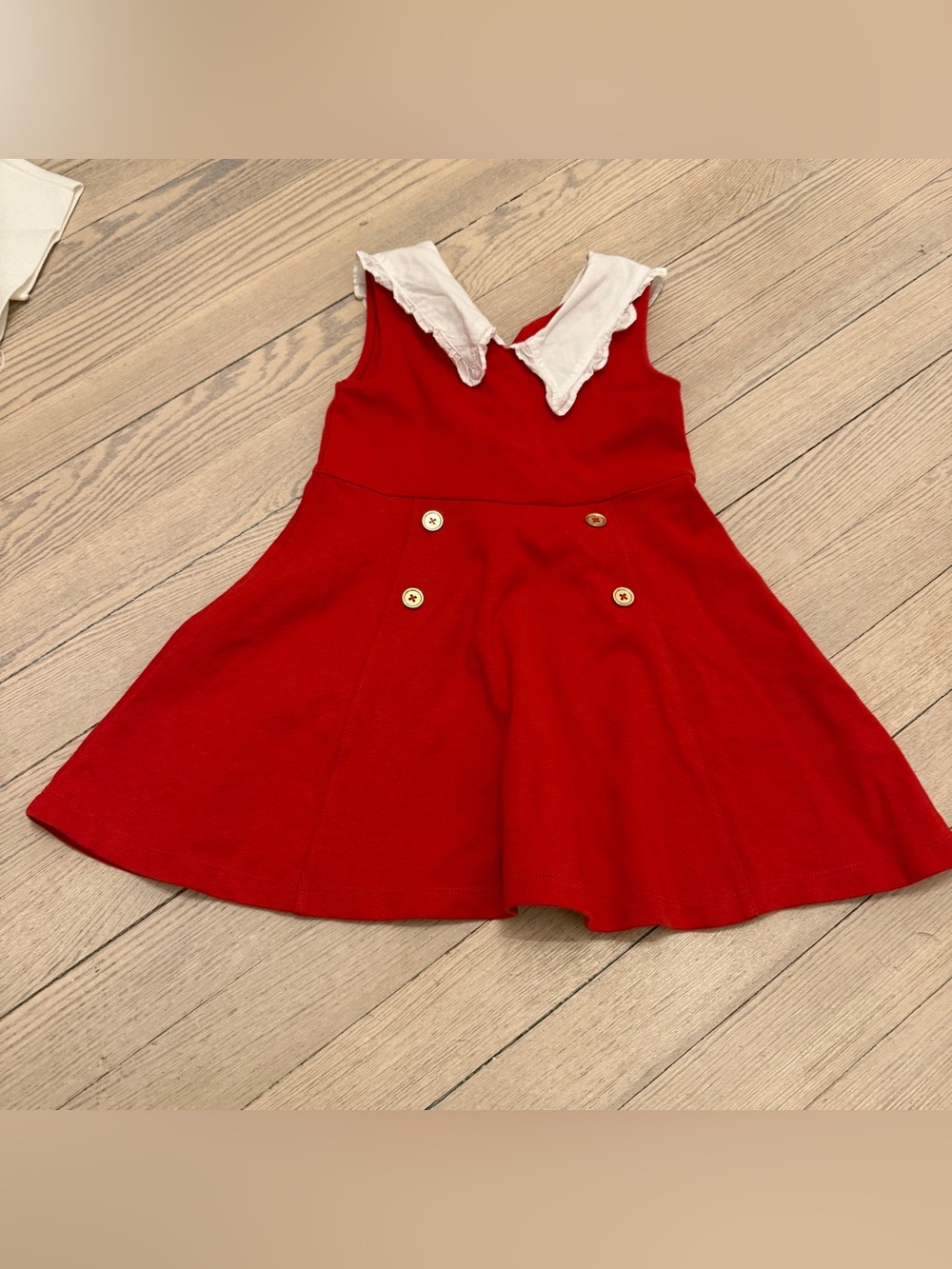 JANIE AND JACK Girls Sailor Collar Ponte Red White Holiday Dress Size 3